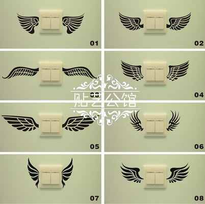 一代雕刻韩式浪漫风格DIY个性翅膀开关装饰贴 Q-032 天使之翼 8款