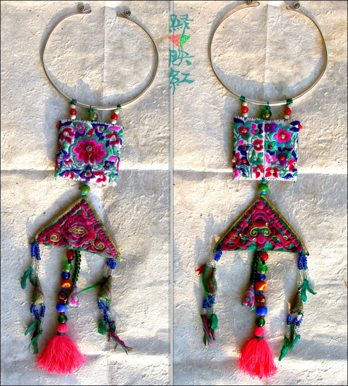 伴月影，项饰挂件，老绣改良款