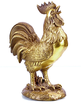 纯铜元宝鸡家居客厅风水工艺品