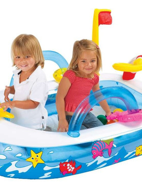 INTEX充气玩具-48660迷你趣味船球池(内含10个彩球)