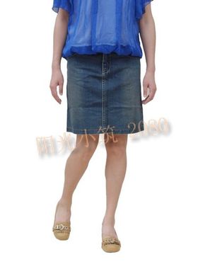 6清仓第五街正品韩版OL夏秋大码A字牛仔中裙半身裙680908-095