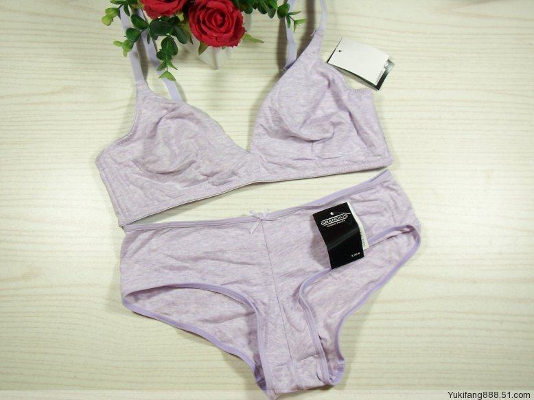 棉质面料 淡紫色 三角杯少女内衣套装/家居文胸套装*85C