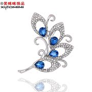 Package mail smiling big feather brooch Korea vintage men women Crystal high-grade pin brooch pin woman