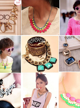 韩版项链百搭水晶夸张女短款长款