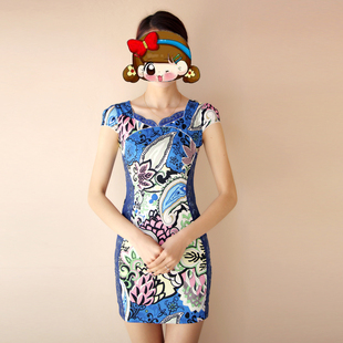 秀丽华服 复古民族风女士短款旗袍 改良旗袍时尚连衣裙