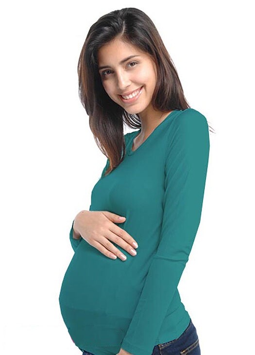 买2送1 皇冠正品 台湾妈妈喂mamaway 絲柔圓領彈性孕婦裝孕妇上衣