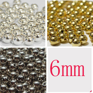 diy手工串珠饰品配件 CCB珠子银色散珠 6MM高档银色圆珠