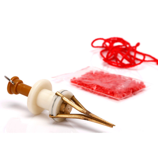 绑皮筋颗粒夹子红虫蚯蚓活饵橡皮圈套上饵器纯铜钓鱼夹子颗粒皮筋