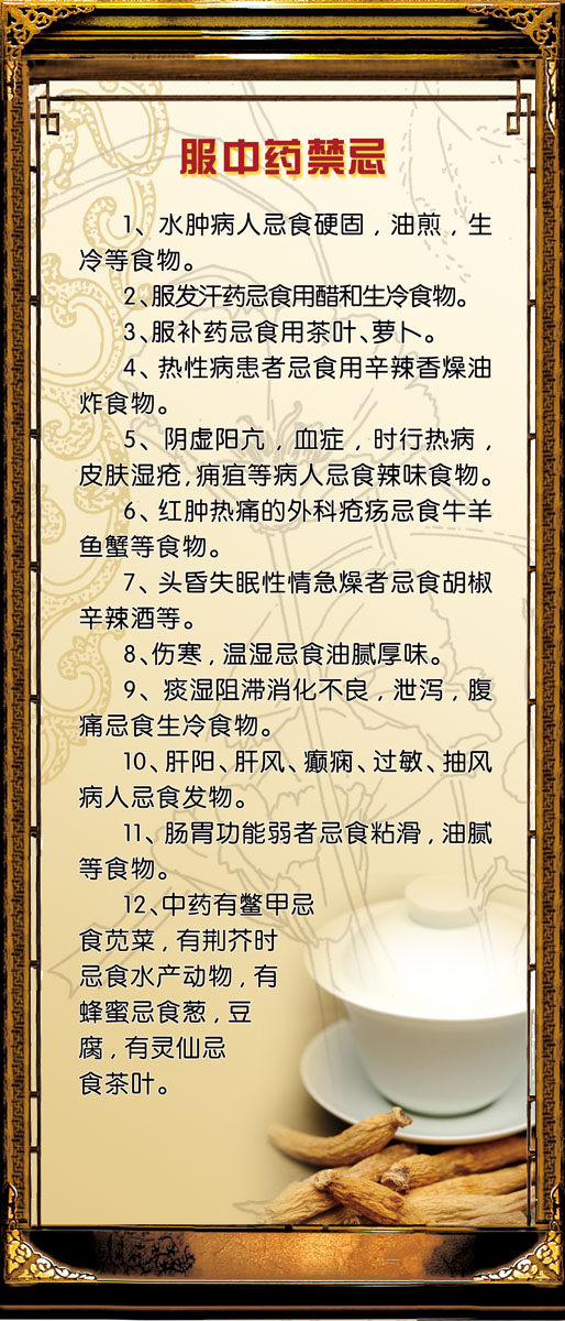 海报印制350养生展板2198中医养生系列32张 服中药禁忌6