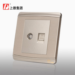 chdele/D牌电话电视插座面板插孔有线闭路电视插口墙壁开关香槟金