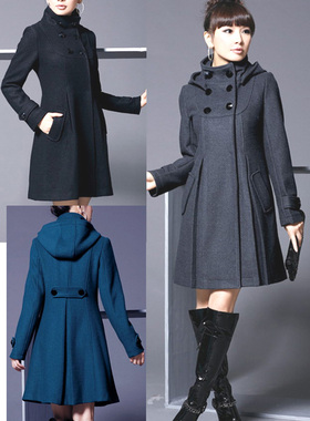 2025 客衣都时尚加大码女装 修身百搭高档呢绒中长款大衣外套C205