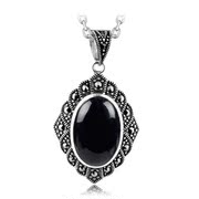 Thai silver jewelry pendant 925 Sterling Silver Black Onyx pendant pendants Thai silver fashion women