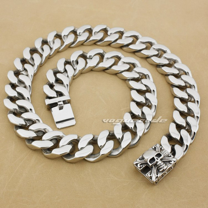 厚重型时尚男款钛钢项链 Cool朋克风潮骑士个性霸气骷髅头项链男