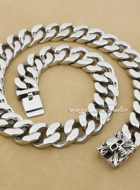 厚重型时尚男款钛钢项链 Cool朋克风潮骑士个性霸气骷髅头项链男