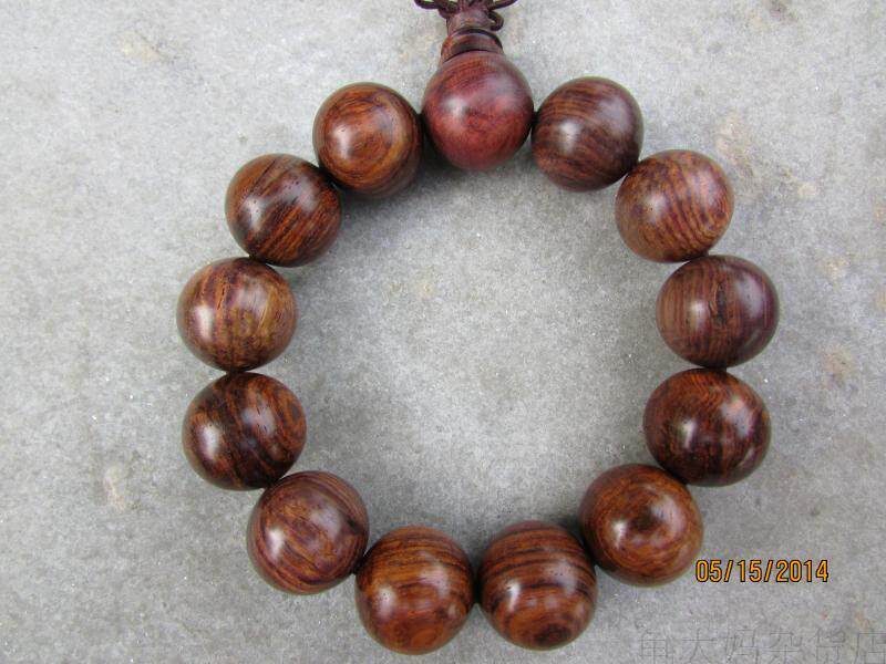 海黄老料 山水纹海南黄花梨手串佛珠18mm  实照片20140515-1