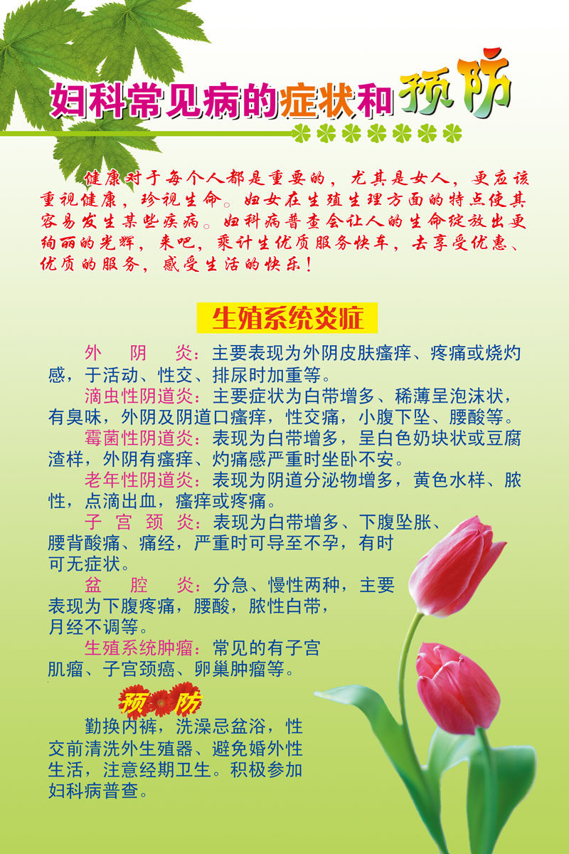 584海报印制海报展板素材305妇科常规疾病的症状和预