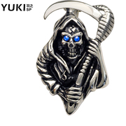 YUKI men''s titanium steel necklace European fashion punk skeleton grim reaper character non-mainstream fashion pendant ornaments