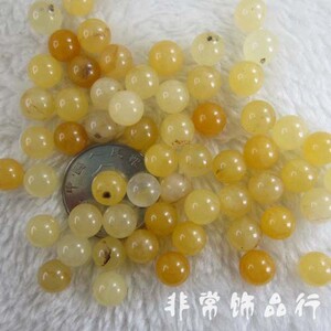 8.5mm/10mm/12mm天然黄玉圆珠(没孔) DIY散珠材料批发