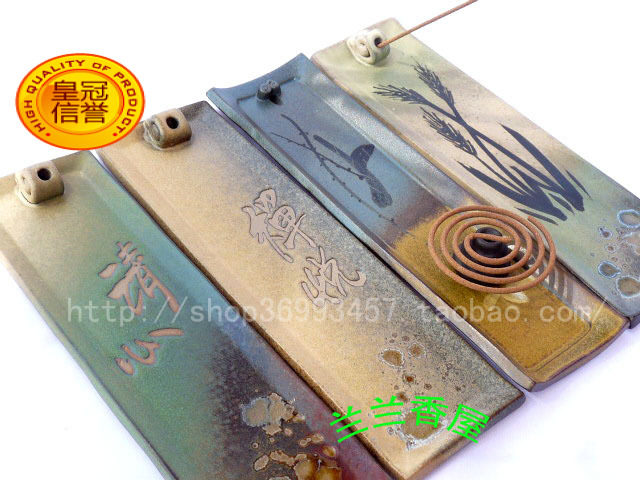 原装进口檀香炉香薰熏香炉台湾纯手工手拉胚艺术陶板卧香板线香插