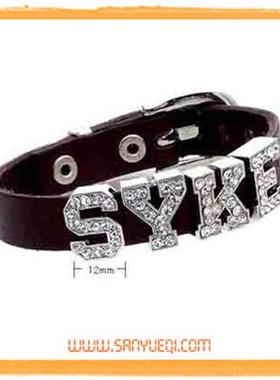 情人节定制WonderLife韩国量身订做个人英文字母的14KGP真皮手链