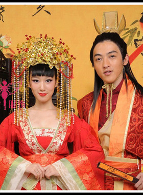 组合唐装风汉服婚纱影楼古典凤冠
