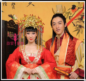 主题古装发冠头饰男女组合唐装汉服凤冠配套帽婚纱影楼古典发饰