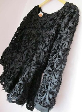 日本LENA泫雅同款小众网红东大门子萱黑色蕾丝镂空长袖名媛衬衫