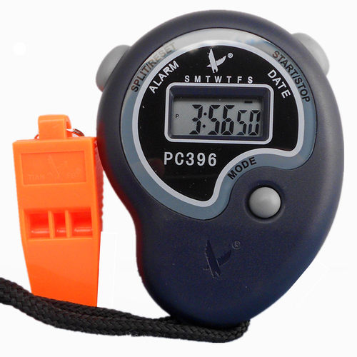 天福PC396计时秒表 单排2道6位秒表 跑步计时器 田径体育 送口哨