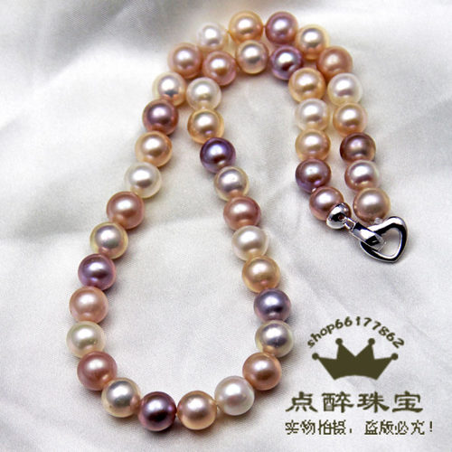送母亲 点醉 天然淡水混彩珍珠项链 10-11mm彩色正圆强亮泽正品女