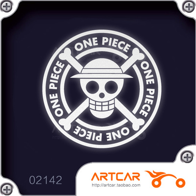 汽车贴纸 021 42 onepiece 海贼王 路飞骷髅油箱贴 反光 车贴