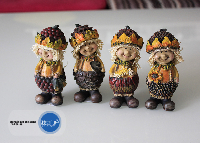 上架可爱风美式小人4件套装饰品