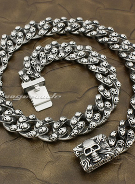 霸气风骷髅头钛钢项链包邮