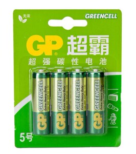 GP超霸电池玩具钟表电池5号7号 R6P AA碳性 一次性铁壳15G-2IL4