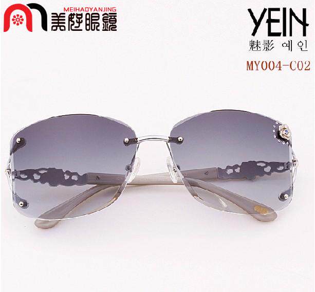 韩国正品YEIN魅影无框切边镶钻太阳镜防辐射紫外线墨镜MY-004 C02