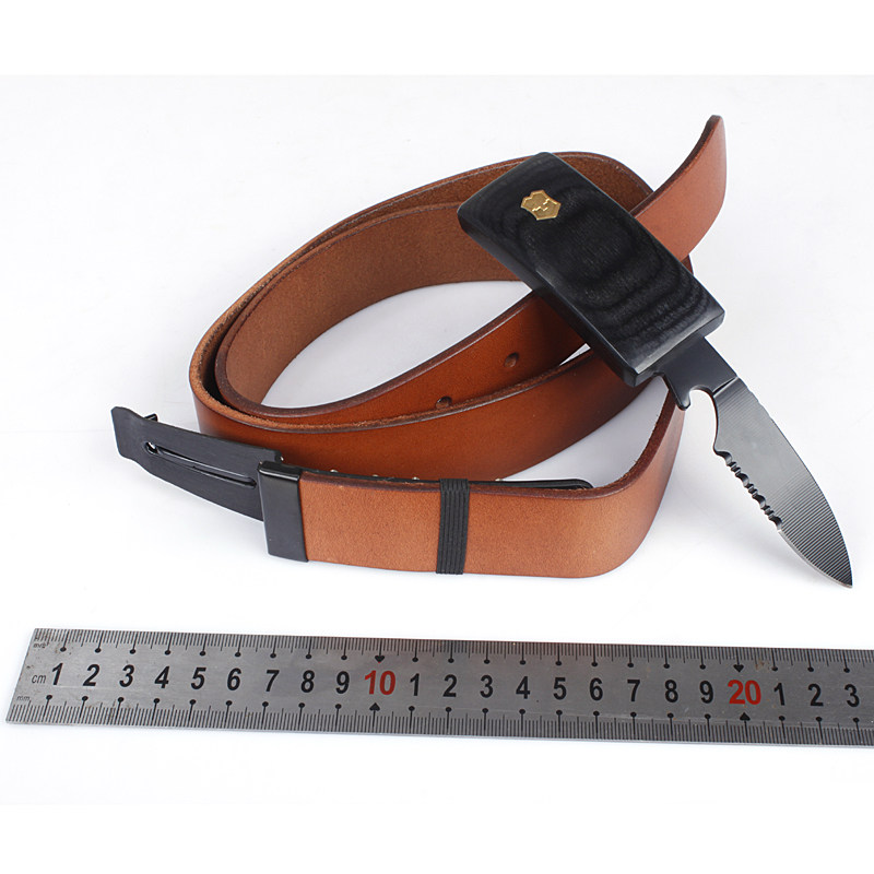 头层牛皮 高级腰带刀 真皮皮带刀防身用品野营装备军刀