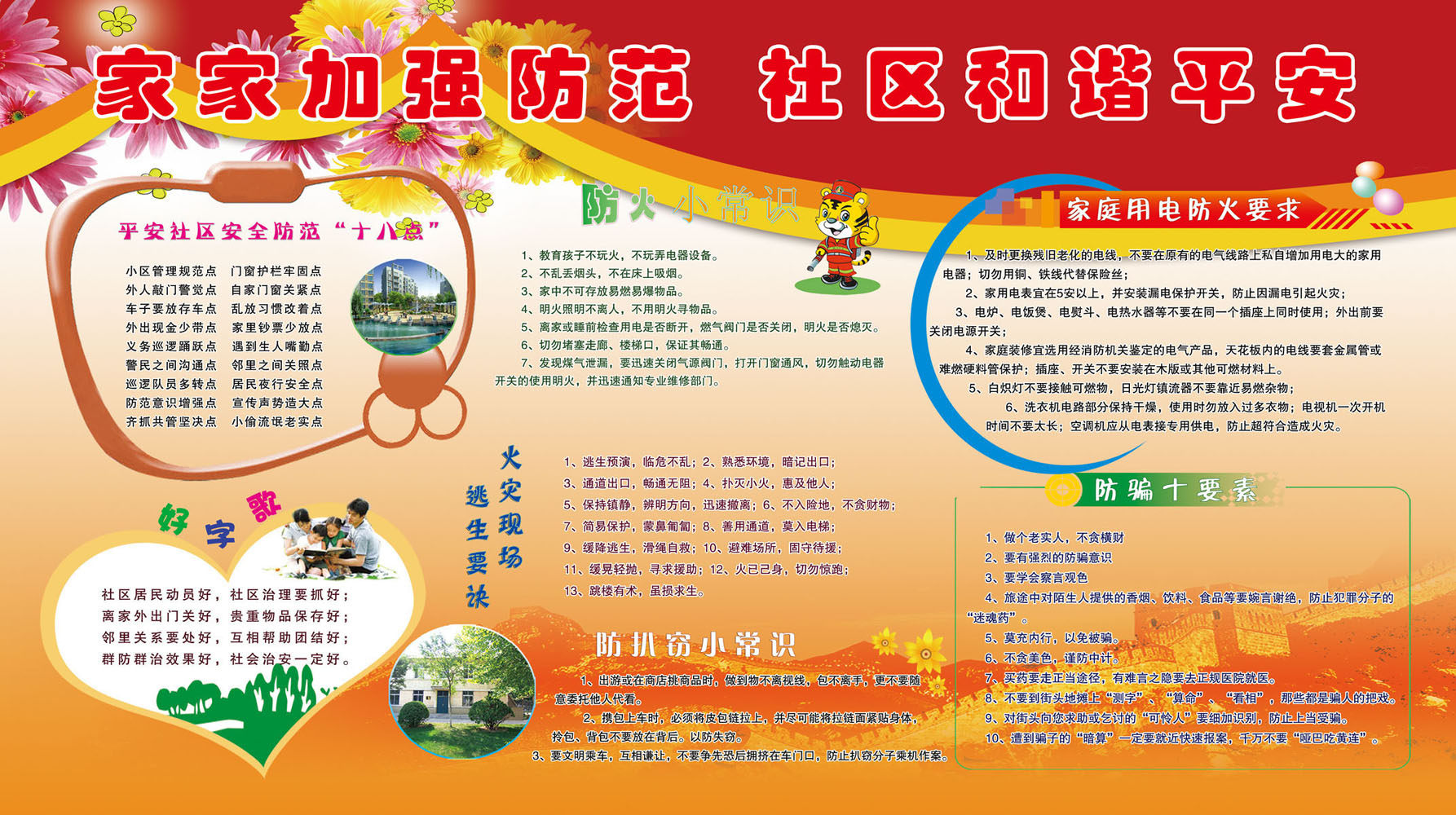 593海报印制海报展板素材793社区防范安全小常识宣传栏