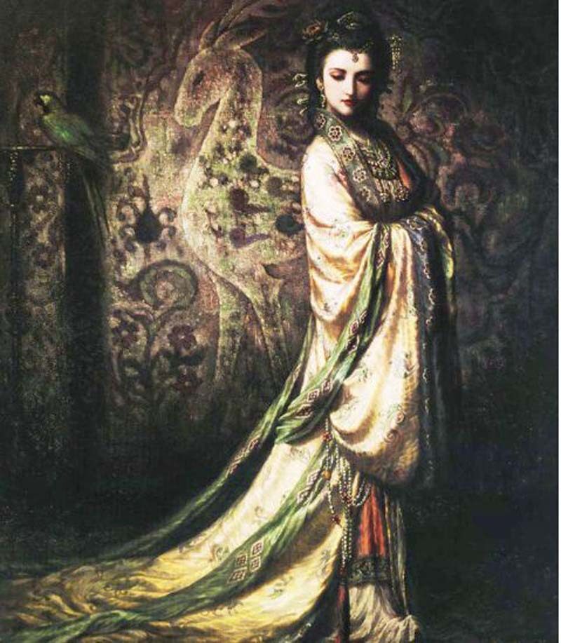 苏绣DIY套件 中高级苏绣学习练习套件 宫廷仕女 崔浩油画 40X50CM