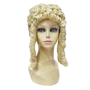 律师假发 小卷律师假发 淡金色 小卷法官假发