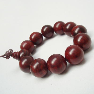 天然红酸枝木佛珠手链