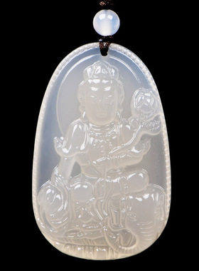 白色玉髓生肖龙蛇八大守护神吊坠