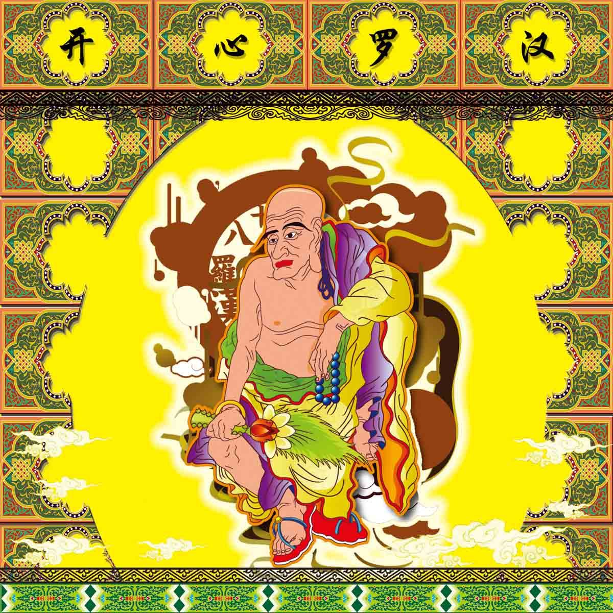 海报印制205壁画挂画装饰画素材31十八罗汉图片墙画装饰画 ps