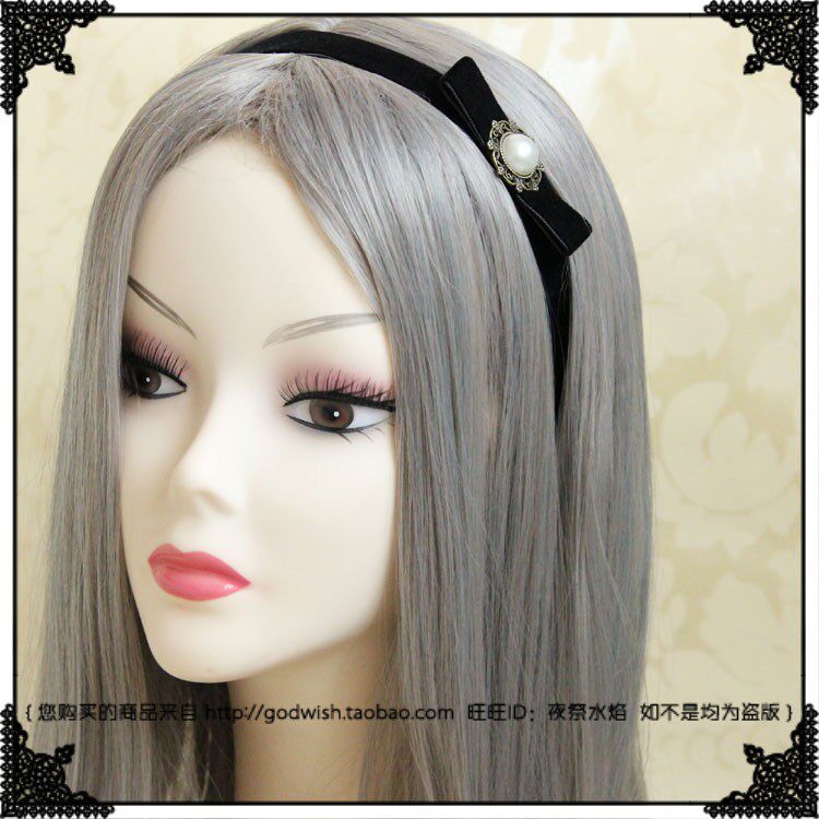 『暗羽』包邮黑色简约百搭复古日韩约会淑女蝴蝶结绒带发带发箍