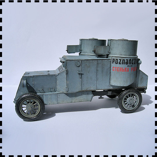 英国奥斯汀装甲车纸模型1:25军事战车轮式装甲车创意拼装手工diy