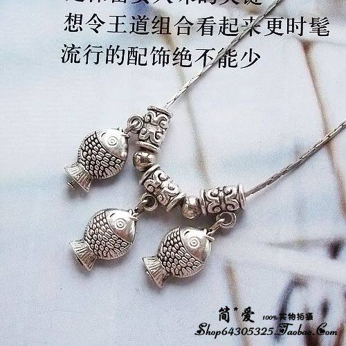 民族饰品原创复古项链女新款藏银苗银小鱼项链短款中国风礼物