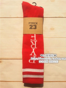 PyrexVision23滑板条纹街头情侣男女同款网红潮流足球长袜子红色