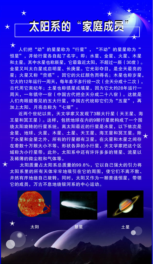 604海报印制海报展板素材813科普版面简介太阳系的家庭成员