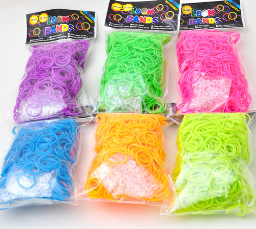鲜亮荧光 彩虹织机彩色橡皮筋rianbow loom bands diy编手链 600