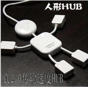 全店两件免邮USB转接口可爱小人转接HUB2.0分线器一拖四4口集线器