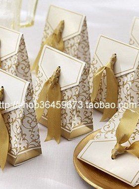 RedBox婚礼用品 喜糖盒 喜糖包装 金丝带喜糖盒 12个