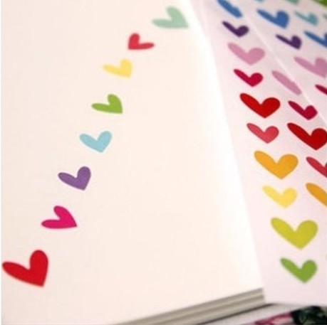 韩国贴纸 diy相册情侣影集配件6张入 爱心星星炫彩纸质贴纸